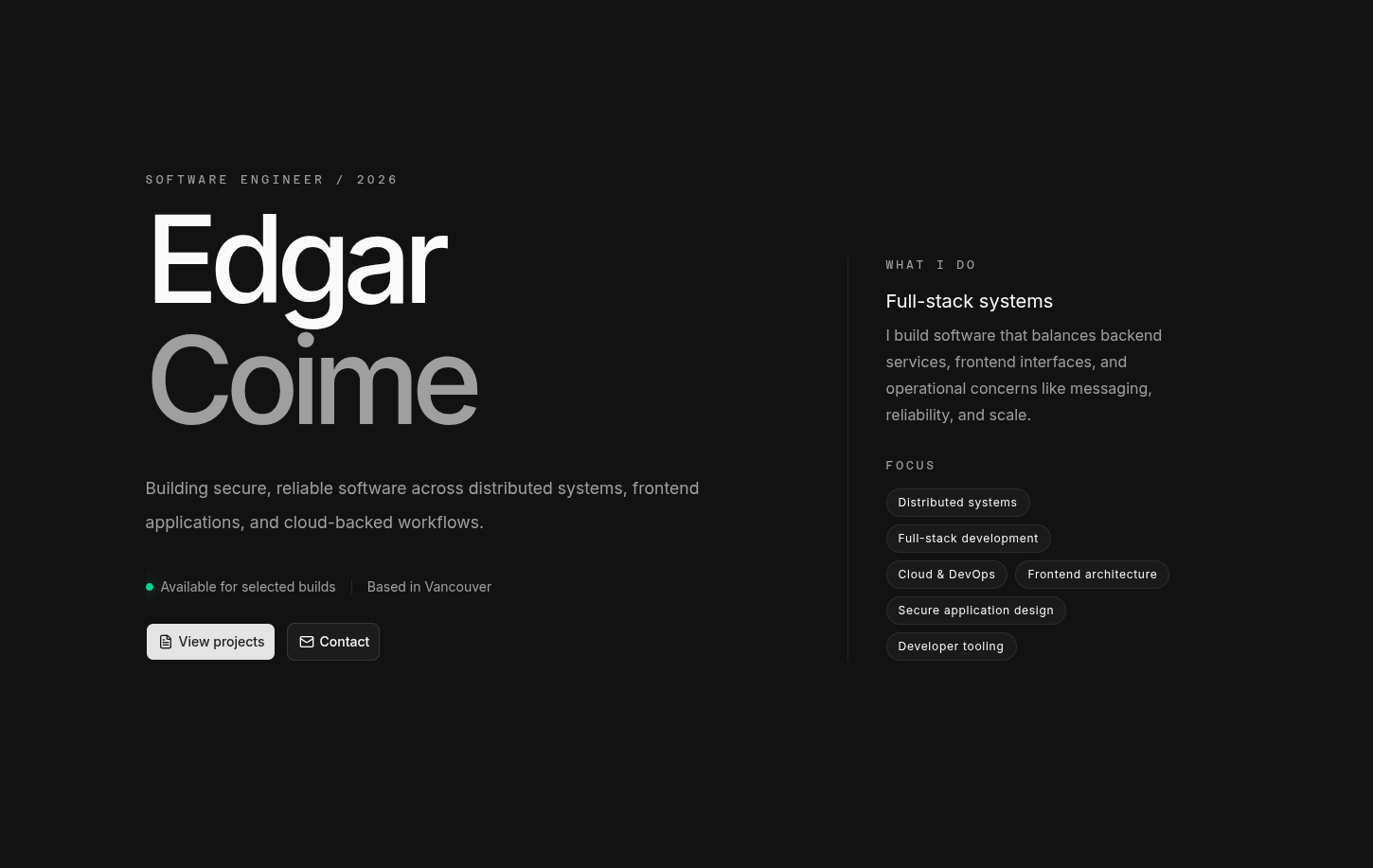 My Software Engineer Portfolio preview